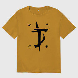 Футболка оверсайз мужская DOOM Slayer, цвет: горчичный