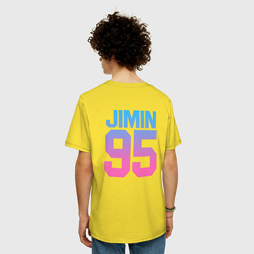 Мужская футболка оверсайз BTS: Neon Jimin / Желтый – фото 4