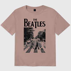 Футболка оверсайз мужская The Beatles: Mono Abbey Road, цвет: пыльно-розовый