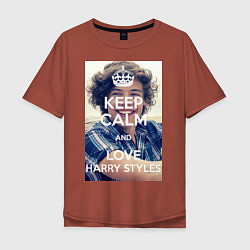 Футболка оверсайз мужская Keep Calm & Love Harry Styles, цвет: кирпичный