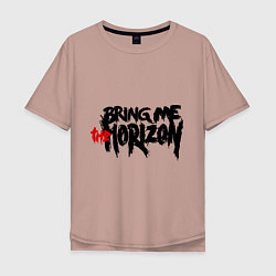 Футболка оверсайз мужская Bring me the horizon, цвет: пыльно-розовый