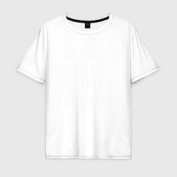 Футболка оверсайз мужская Eat, Sleep, Apex, Repeat, цвет: белый