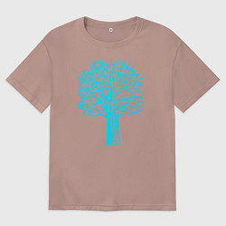 Футболка оверсайз мужская Cyberpunk 2077: Blue Tree, цвет: пыльно-розовый