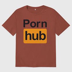 Футболка оверсайз мужская PornHub, цвет: кирпичный