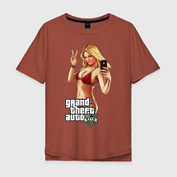 Футболка оверсайз мужская GTA V: Selfie, цвет: кирпичный