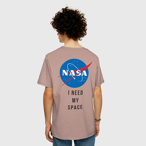 Мужская футболка оверсайз Nasa i need my space / Пыльно-розовый – фото 4