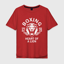 Футболка оверсайз мужская Бокс - сердце льва, цвет: красный
