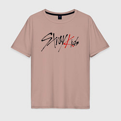Футболка оверсайз мужская Stray Kids, цвет: пыльно-розовый