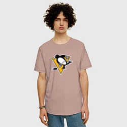 Футболка оверсайз мужская Pittsburgh Penguins: Evgeni Malkin, цвет: пыльно-розовый — фото 2