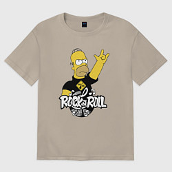 Футболка оверсайз мужская Rock n Roll, цвет: миндальный