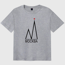 Футболка оверсайз мужская Москва-чёрный логотип-2, цвет: меланж