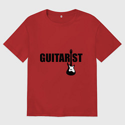 Футболка оверсайз мужская Гитарист, цвет: красный