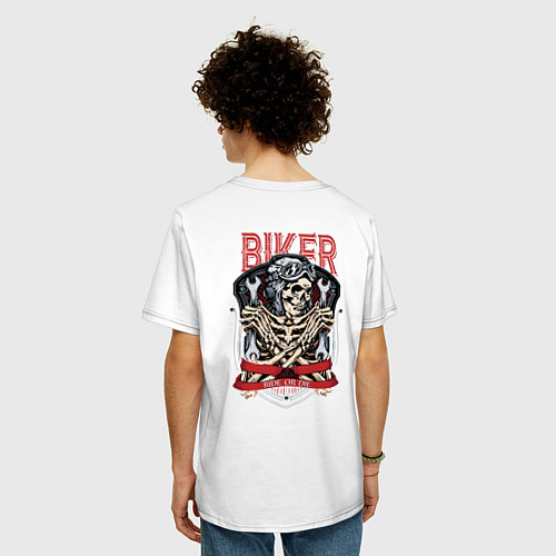 Мужская футболка оверсайз Cool biker Skull / Белый – фото 4