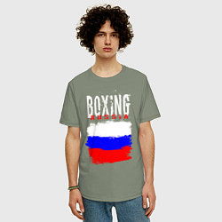 Футболка оверсайз мужская Бокс Россия, цвет: авокадо — фото 2