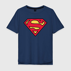 Футболка оверсайз мужская Superman logo, цвет: тёмно-синий