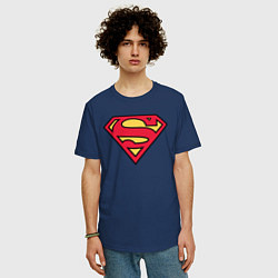 Футболка оверсайз мужская Superman logo, цвет: тёмно-синий — фото 2