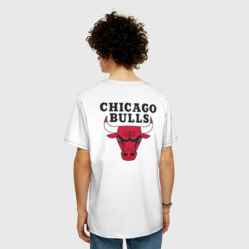 Мужская футболка оверсайз CHICAGO BULLS НА СПИНЕ / Белый – фото 4