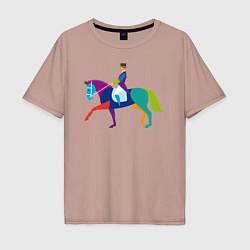 Футболка оверсайз мужская Всадник на коне, цвет: пыльно-розовый