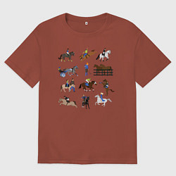 Футболка оверсайз мужская Конный виды спорта, цвет: кирпичный