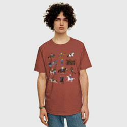 Футболка оверсайз мужская Конный виды спорта, цвет: кирпичный — фото 2