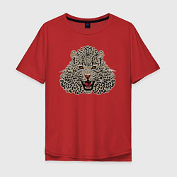 Футболка оверсайз мужская Metallized Leopard цвета красный — фото 1