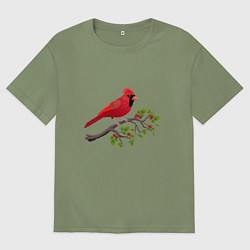 Мужская футболка оверсайз Красный кардинал