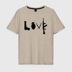 Футболка оверсайз мужская Banksy LOVE, цвет: миндальный
