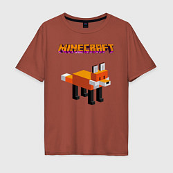 Футболка оверсайз мужская Minecraft - лиса, цвет: кирпичный