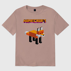 Футболка оверсайз мужская Minecraft - лиса, цвет: пыльно-розовый