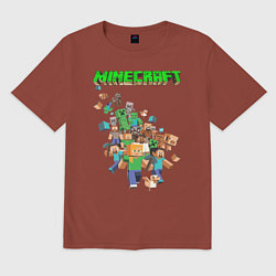 Футболка оверсайз мужская Minecraft, цвет: кирпичный