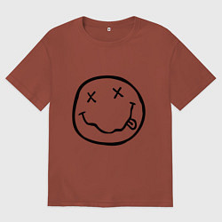 Футболка оверсайз мужская NIRVANA на спине, цвет: кирпичный