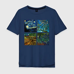 Футболка оверсайз мужская Ван Гог картины, цвет: тёмно-синий