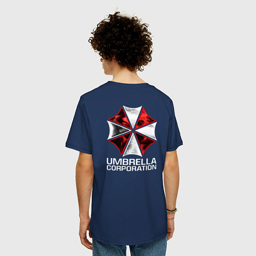 Мужская футболка оверсайз UMBRELLA CORPспина / Тёмно-синий – фото 4