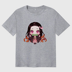 Футболка оверсайз мужская Незуко Камадо, цвет: меланж