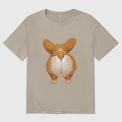 Футболка оверсайз мужская Корги, цвет: миндальный