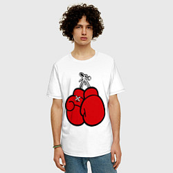 Футболка оверсайз мужская Боксерские перчатки, цвет: белый — фото 2