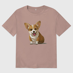 Футболка оверсайз мужская КОРГИ, цвет: пыльно-розовый