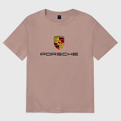 Футболка оверсайз мужская PORSCHE, цвет: пыльно-розовый