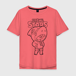 Футболка оверсайз мужская Brawl Stars LEON раскраска, цвет: коралловый