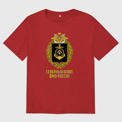 Футболка оверсайз мужская Северный флот ВМФ России, цвет: красный