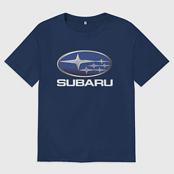 Футболка оверсайз мужская SUBARU, цвет: тёмно-синий