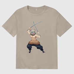 Футболка оверсайз мужская KIMETSU NO YAIBA, цвет: миндальный