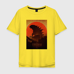 Футболка оверсайз мужская Godzilla and red sun, цвет: желтый