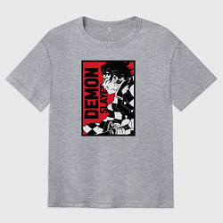 Футболка оверсайз мужская KIMETSU NO YAIBA, цвет: меланж