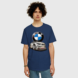 Футболка оверсайз мужская BMW оскал, цвет: тёмно-синий — фото 2