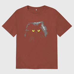 Футболка оверсайз мужская Грозовой, кошак пушистый, цвет: кирпичный
