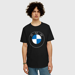 Футболка оверсайз мужская BMW LOGO 2020, цвет: черный — фото 2
