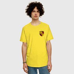 Футболка оверсайз мужская PORSCHE, цвет: желтый — фото 2