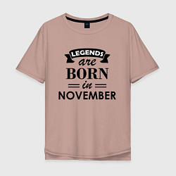 Футболка оверсайз мужская Legends are born in November, цвет: пыльно-розовый