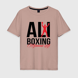 Футболка оверсайз мужская Muhammad Ali, цвет: пыльно-розовый